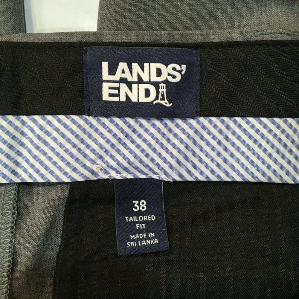 Lands End Tailored‎ Fit Wool Blend Dress Pants Mens 38 Gray Professional Classic